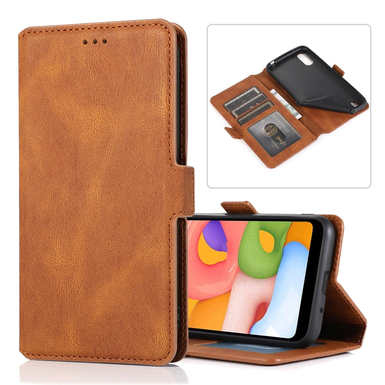 For Samsung Galaxy A01 Retro Magnetic Closing Clasp Horizontal Flip Leather Case with Holder & Card Slots & Photo Frame & Wallet