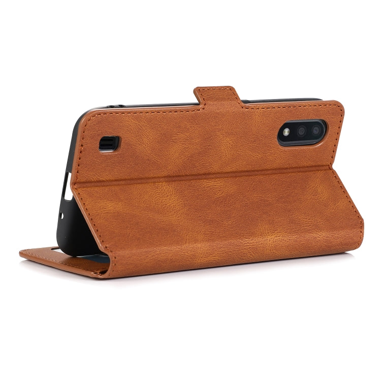 For Samsung Galaxy A01 Retro Magnetic Closing Clasp Horizontal Flip Leather Case with Holder & Card Slots & Photo Frame & Wallet