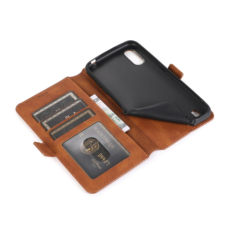 For Samsung Galaxy A01 Retro Magnetic Closing Clasp Horizontal Flip Leather Case with Holder & Card Slots & Photo Frame & Wallet