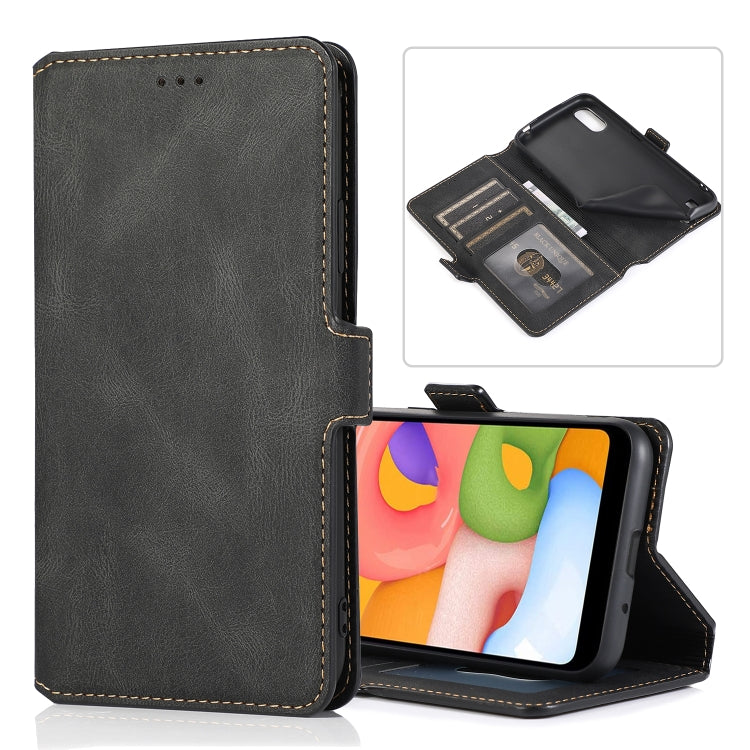 For Samsung Galaxy A01 Retro Magnetic Closing Clasp Horizontal Flip Leather Case with Holder & Card Slots & Photo Frame & Wallet