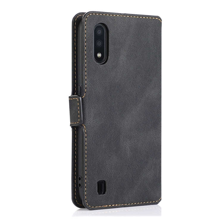 For Samsung Galaxy A01 Retro Magnetic Closing Clasp Horizontal Flip Leather Case with Holder & Card Slots & Photo Frame & Wallet