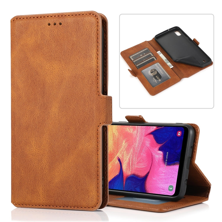 For Samsung Galaxy A10 Retro Magnetic Closing Clasp Horizontal Flip Leather Case with Holder & Card Slots & Photo Frame & Wallet