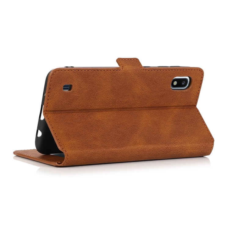 For Samsung Galaxy A10 Retro Magnetic Closing Clasp Horizontal Flip Leather Case with Holder & Card Slots & Photo Frame & Wallet