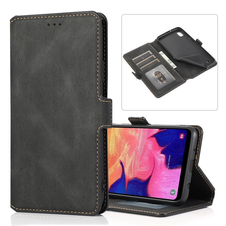 For Samsung Galaxy A10 Retro Magnetic Closing Clasp Horizontal Flip Leather Case with Holder & Card Slots & Photo Frame & Wallet