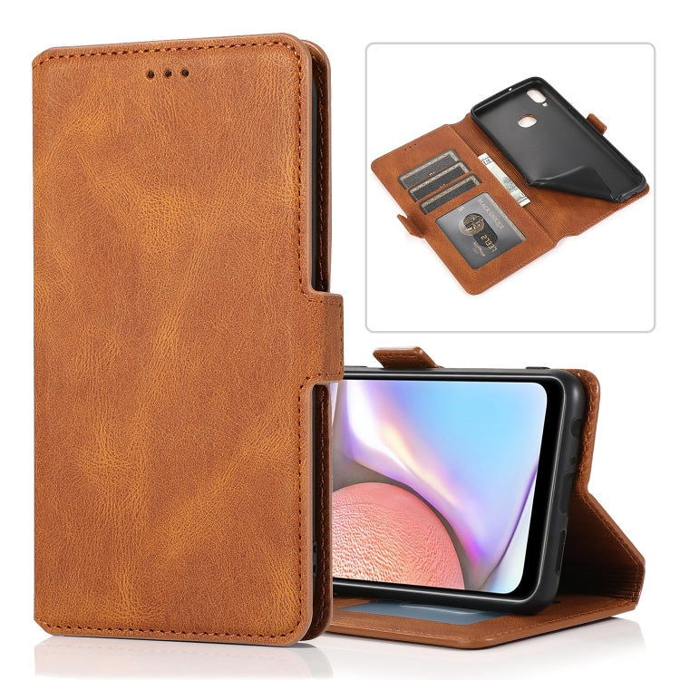 For Samsung Galaxy A10s Retro Magnetic Closing Clasp Horizontal Flip Leather Case with Holder & Card Slots & Photo Frame & Wallet