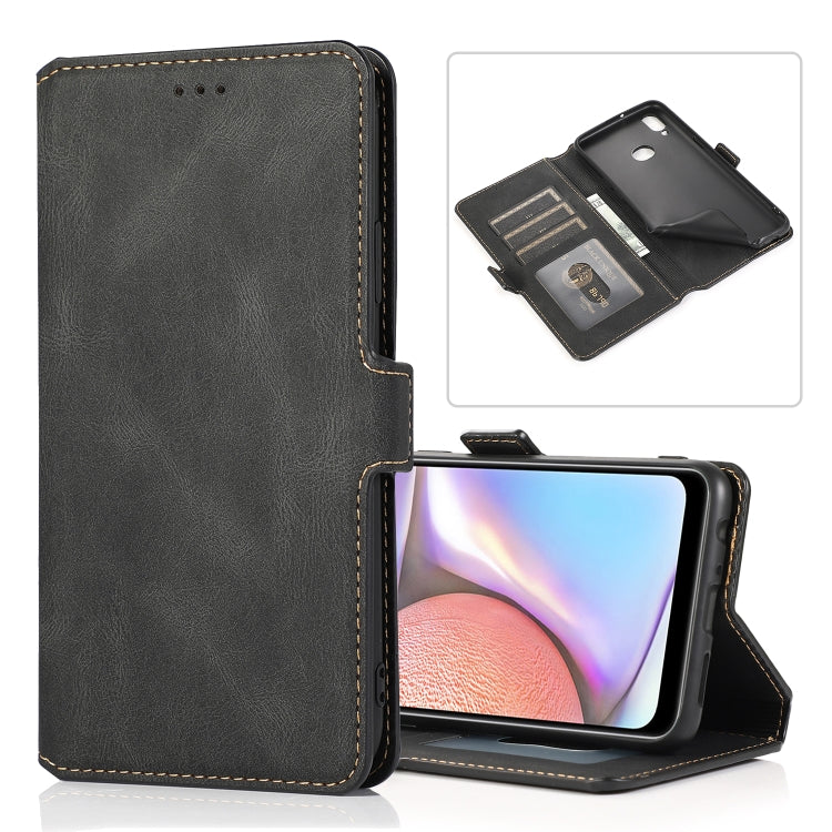 For Samsung Galaxy A10s Retro Magnetic Closing Clasp Horizontal Flip Leather Case with Holder & Card Slots & Photo Frame & Wallet