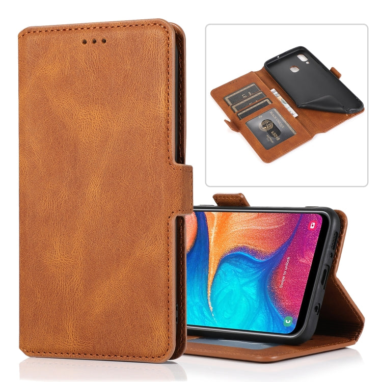 For Samsung Galaxy A20 & A30 Retro Magnetic Closing Clasp Horizontal Flip Leather Case with Holder & Card Slots & Photo Frame & Wallet