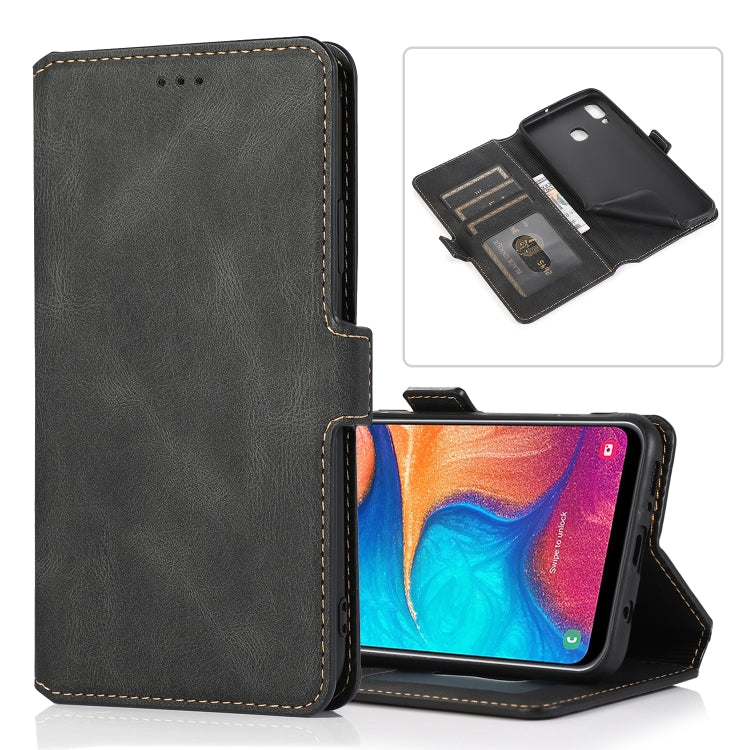 For Samsung Galaxy A20 & A30 Retro Magnetic Closing Clasp Horizontal Flip Leather Case with Holder & Card Slots & Photo Frame & Wallet