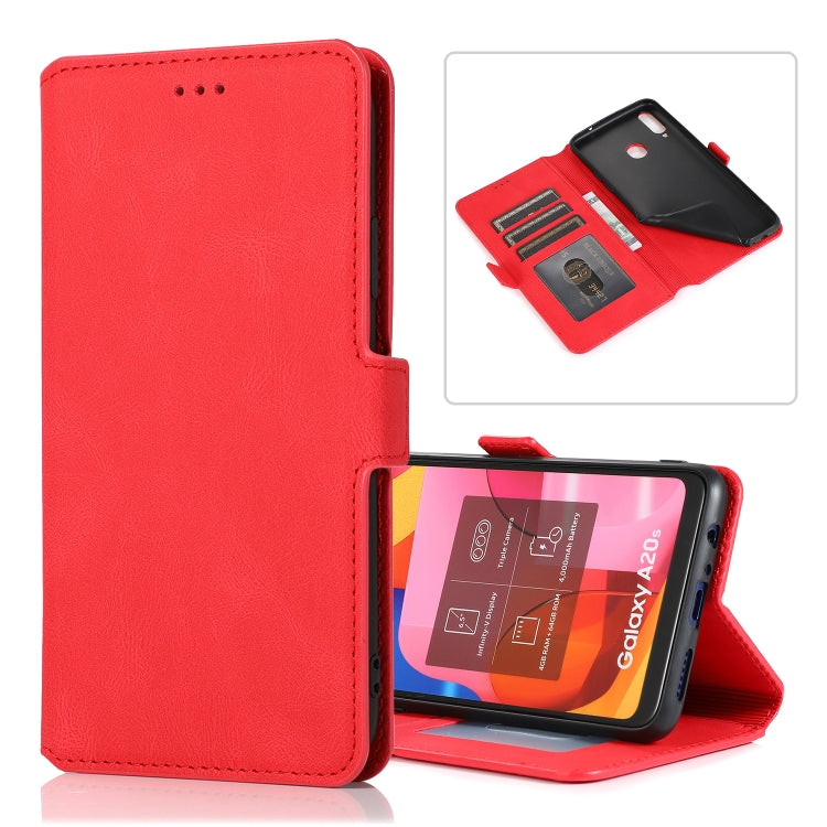 For Samsung Galaxy A20s Retro Magnetic Closing Clasp Horizontal Flip Leather Case with Holder & Card Slots & Photo Frame & Wallet