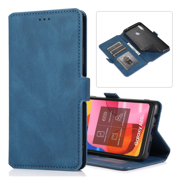 For Samsung Galaxy A20s Retro Magnetic Closing Clasp Horizontal Flip Leather Case with Holder & Card Slots & Photo Frame & Wallet