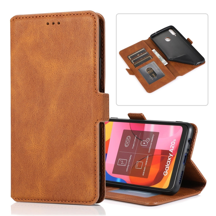For Samsung Galaxy A20s Retro Magnetic Closing Clasp Horizontal Flip Leather Case with Holder & Card Slots & Photo Frame & Wallet