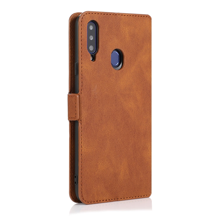 For Samsung Galaxy A20s Retro Magnetic Closing Clasp Horizontal Flip Leather Case with Holder & Card Slots & Photo Frame & Wallet