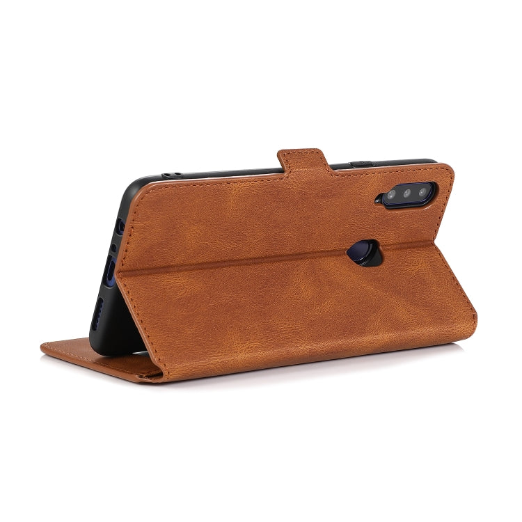 For Samsung Galaxy A20s Retro Magnetic Closing Clasp Horizontal Flip Leather Case with Holder & Card Slots & Photo Frame & Wallet