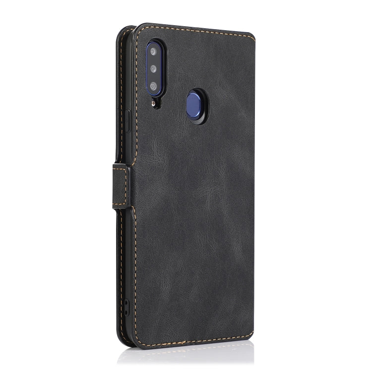 For Samsung Galaxy A20s Retro Magnetic Closing Clasp Horizontal Flip Leather Case with Holder & Card Slots & Photo Frame & Wallet