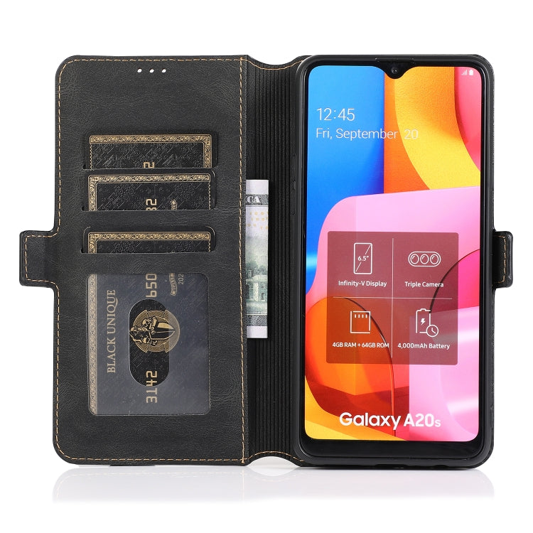 For Samsung Galaxy A20s Retro Magnetic Closing Clasp Horizontal Flip Leather Case with Holder & Card Slots & Photo Frame & Wallet