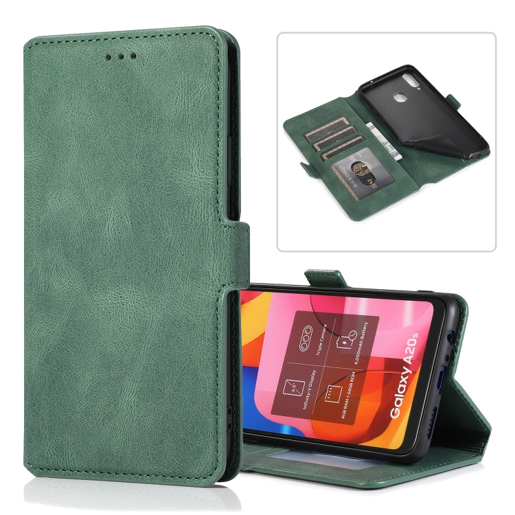 For Samsung Galaxy A20s Retro Magnetic Closing Clasp Horizontal Flip Leather Case with Holder & Card Slots & Photo Frame & Wallet