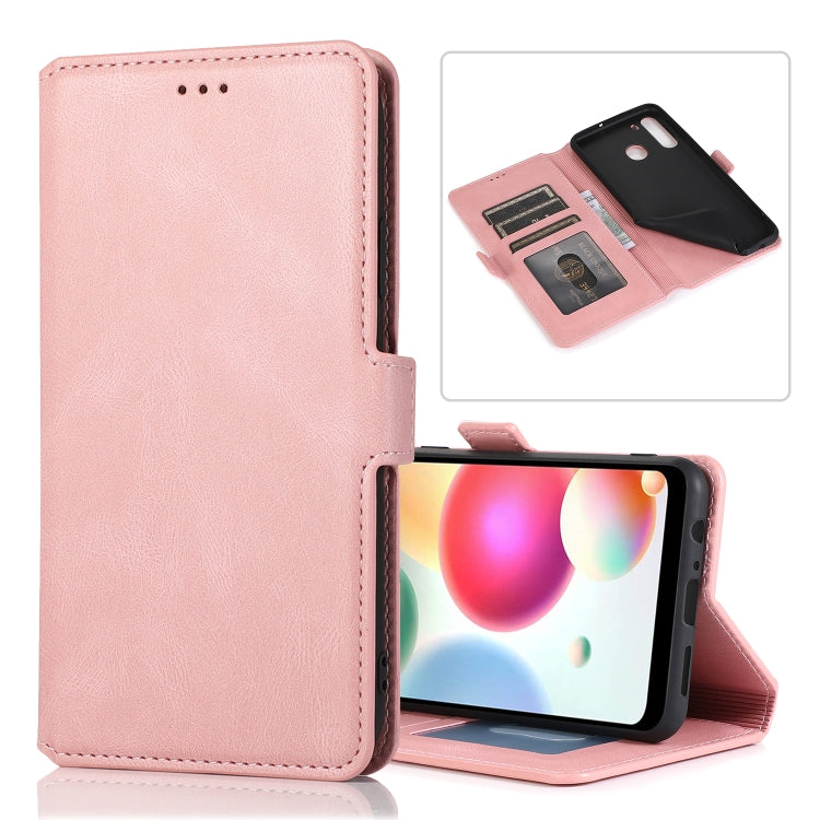 For Samsung Galaxy A21 Retro Magnetic Closing Clasp Horizontal Flip Leather Case with Holder & Card Slots & Photo Frame & Wallet