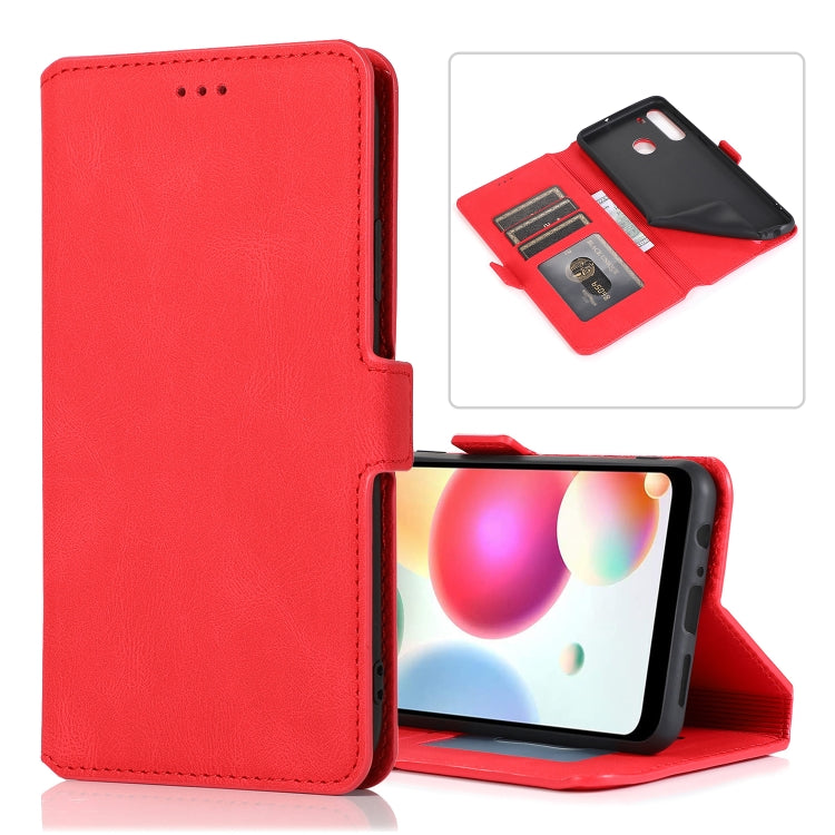 For Samsung Galaxy A21 Retro Magnetic Closing Clasp Horizontal Flip Leather Case with Holder & Card Slots & Photo Frame & Wallet