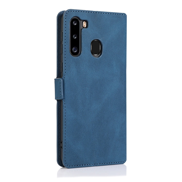 For Samsung Galaxy A21 Retro Magnetic Closing Clasp Horizontal Flip Leather Case with Holder & Card Slots & Photo Frame & Wallet