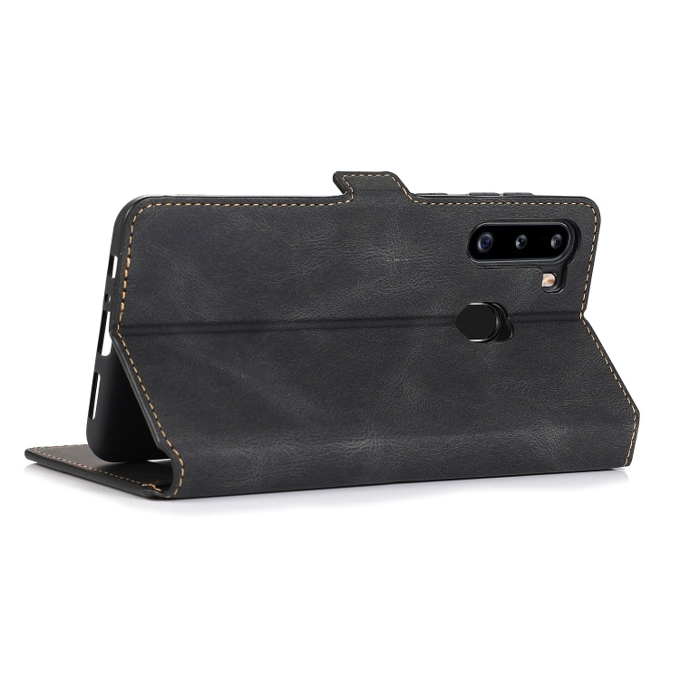 For Samsung Galaxy A21 Retro Magnetic Closing Clasp Horizontal Flip Leather Case with Holder & Card Slots & Photo Frame & Wallet