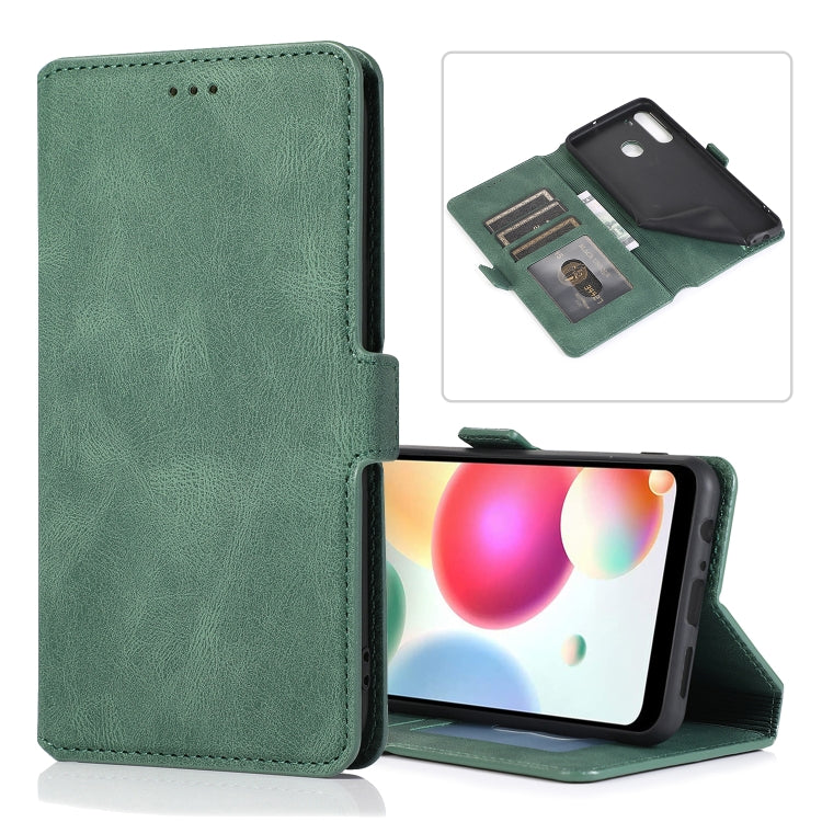 For Samsung Galaxy A21 Retro Magnetic Closing Clasp Horizontal Flip Leather Case with Holder & Card Slots & Photo Frame & Wallet