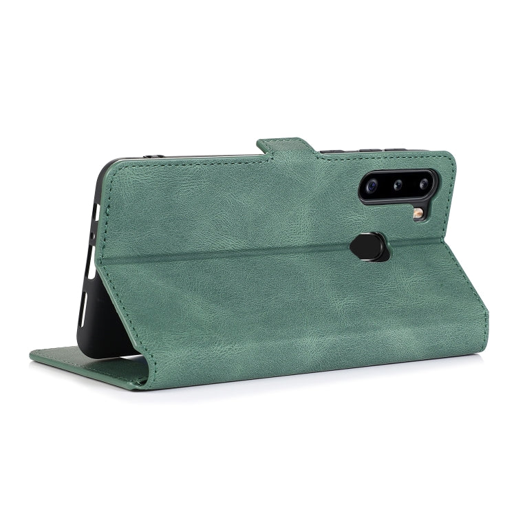 For Samsung Galaxy A21 Retro Magnetic Closing Clasp Horizontal Flip Leather Case with Holder & Card Slots & Photo Frame & Wallet