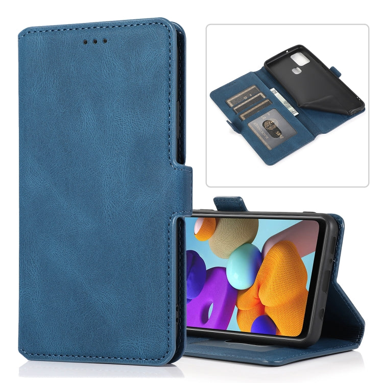 For Samsung Galaxy A21s Retro Magnetic Closing Clasp Horizontal Flip Leather Case with Holder & Card Slots & Photo Frame & Wallet