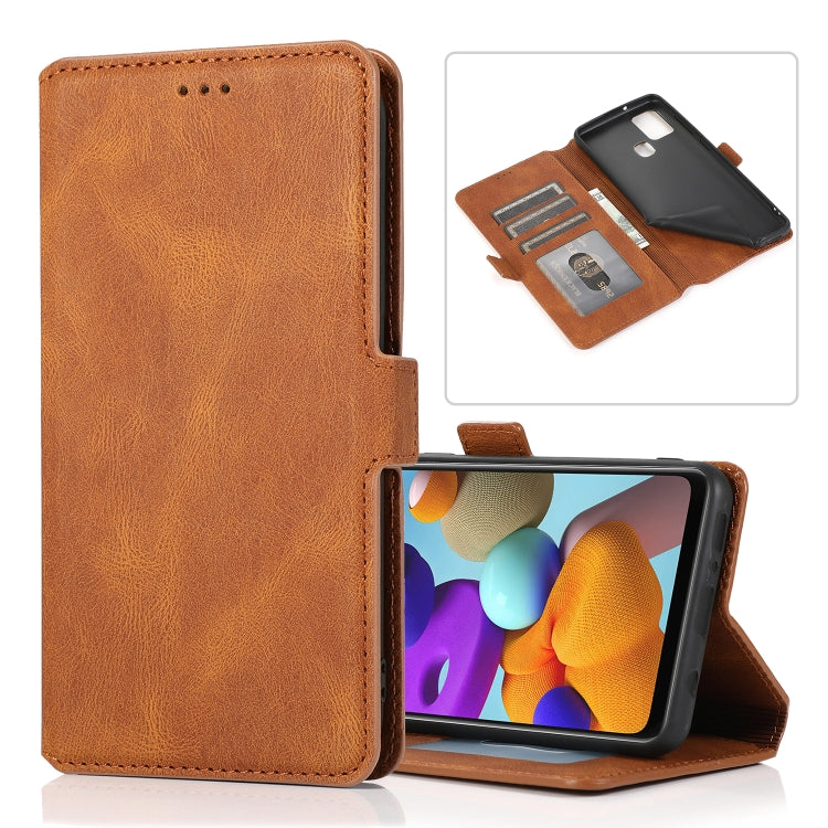 For Samsung Galaxy A21s Retro Magnetic Closing Clasp Horizontal Flip Leather Case with Holder & Card Slots & Photo Frame & Wallet