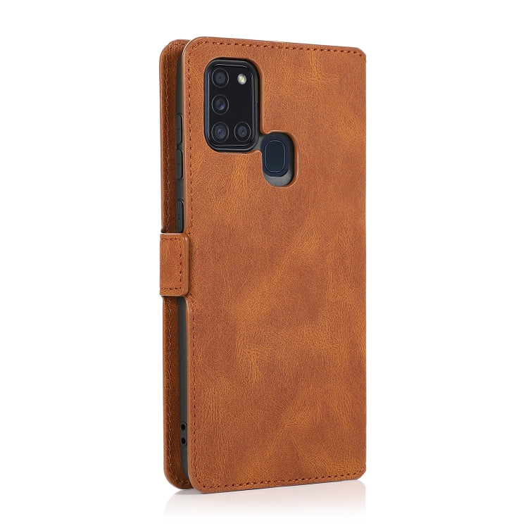 For Samsung Galaxy A21s Retro Magnetic Closing Clasp Horizontal Flip Leather Case with Holder & Card Slots & Photo Frame & Wallet