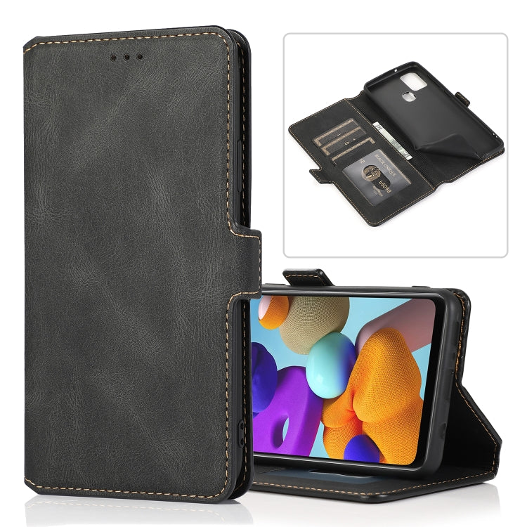 For Samsung Galaxy A21s Retro Magnetic Closing Clasp Horizontal Flip Leather Case with Holder & Card Slots & Photo Frame & Wallet