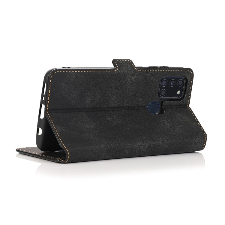 For Samsung Galaxy A21s Retro Magnetic Closing Clasp Horizontal Flip Leather Case with Holder & Card Slots & Photo Frame & Wallet