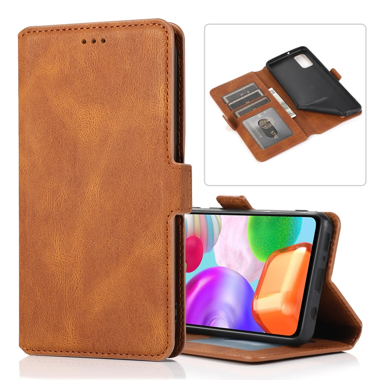 For Samsung Galaxy A41 Retro Magnetic Closing Clasp Horizontal Flip Leather Case with Holder & Card Slots & Photo Frame & Wallet