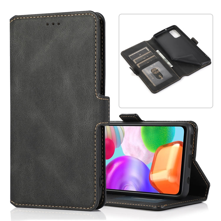 For Samsung Galaxy A41 Retro Magnetic Closing Clasp Horizontal Flip Leather Case with Holder & Card Slots & Photo Frame & Wallet