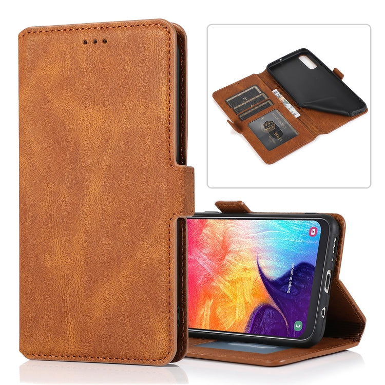 For Samsung Galaxy A50 Retro Magnetic Closing Clasp Horizontal Flip Leather Case with Holder & Card Slots & Photo Frame & Wallet