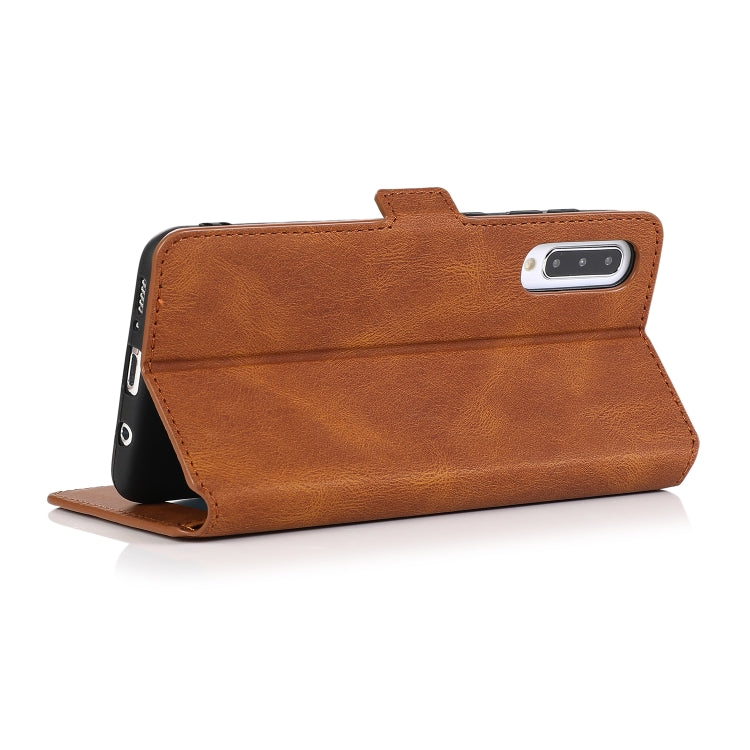 For Samsung Galaxy A50 Retro Magnetic Closing Clasp Horizontal Flip Leather Case with Holder & Card Slots & Photo Frame & Wallet