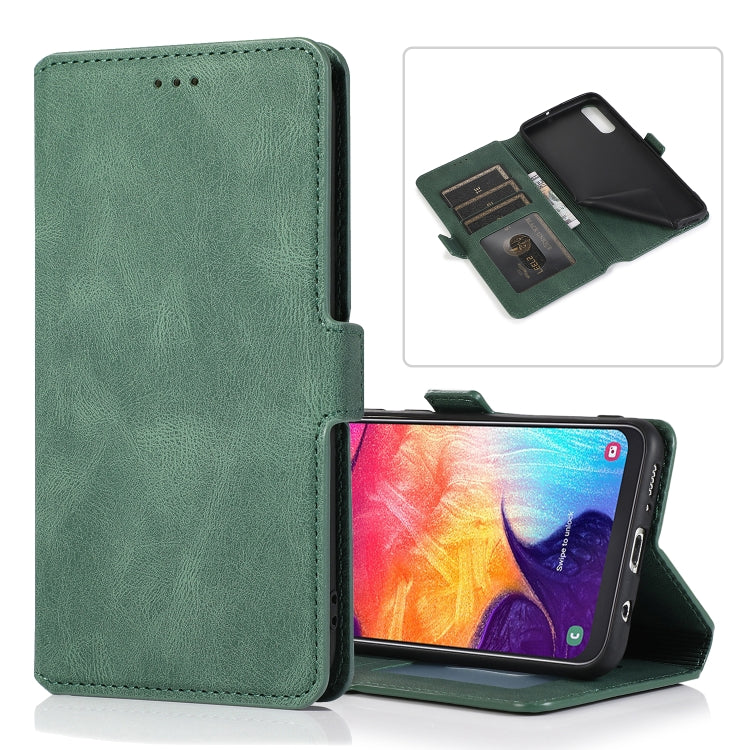 For Samsung Galaxy A50 Retro Magnetic Closing Clasp Horizontal Flip Leather Case with Holder & Card Slots & Photo Frame & Wallet