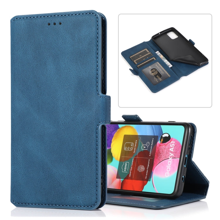 For Samsung Galaxy A51 Retro Magnetic Closing Clasp Horizontal Flip Leather Case with Holder & Card Slots & Photo Frame & Wallet