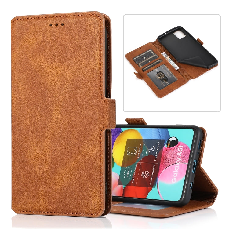For Samsung Galaxy A51 Retro Magnetic Closing Clasp Horizontal Flip Leather Case with Holder & Card Slots & Photo Frame & Wallet