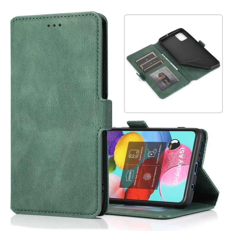 For Samsung Galaxy A51 Retro Magnetic Closing Clasp Horizontal Flip Leather Case with Holder & Card Slots & Photo Frame & Wallet