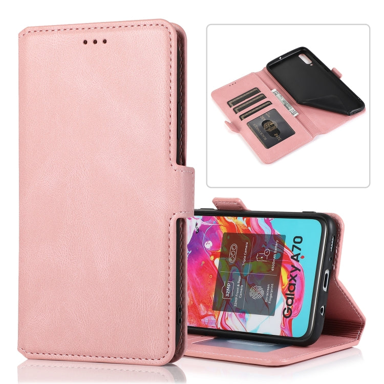 For Samsung Galaxy A70 Retro Magnetic Closing Clasp Horizontal Flip Leather Case with Holder & Card Slots & Photo Frame & Wallet