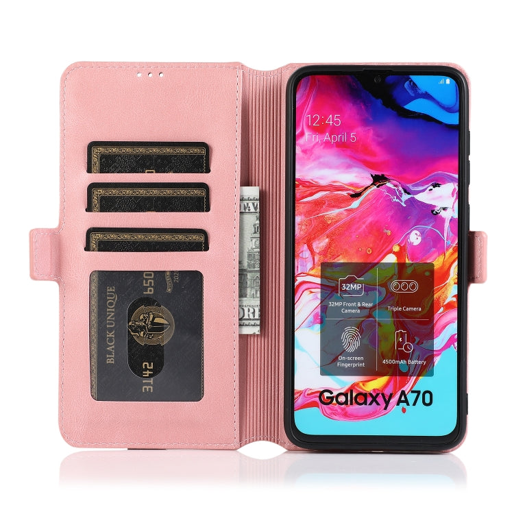 For Samsung Galaxy A70 Retro Magnetic Closing Clasp Horizontal Flip Leather Case with Holder & Card Slots & Photo Frame & Wallet