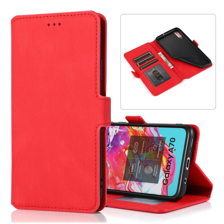 For Samsung Galaxy A70 Retro Magnetic Closing Clasp Horizontal Flip Leather Case with Holder & Card Slots & Photo Frame & Wallet