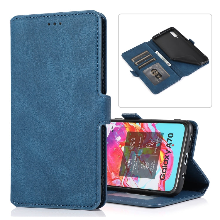 For Samsung Galaxy A70 Retro Magnetic Closing Clasp Horizontal Flip Leather Case with Holder & Card Slots & Photo Frame & Wallet