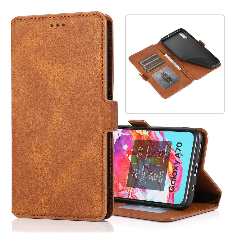 For Samsung Galaxy A70 Retro Magnetic Closing Clasp Horizontal Flip Leather Case with Holder & Card Slots & Photo Frame & Wallet