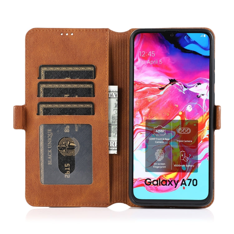 For Samsung Galaxy A70 Retro Magnetic Closing Clasp Horizontal Flip Leather Case with Holder & Card Slots & Photo Frame & Wallet