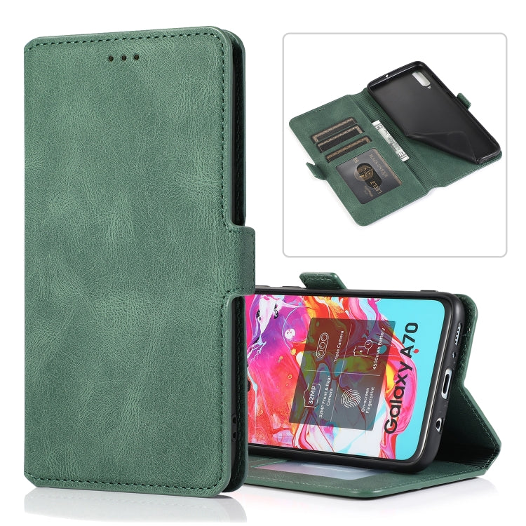 For Samsung Galaxy A70 Retro Magnetic Closing Clasp Horizontal Flip Leather Case with Holder & Card Slots & Photo Frame & Wallet