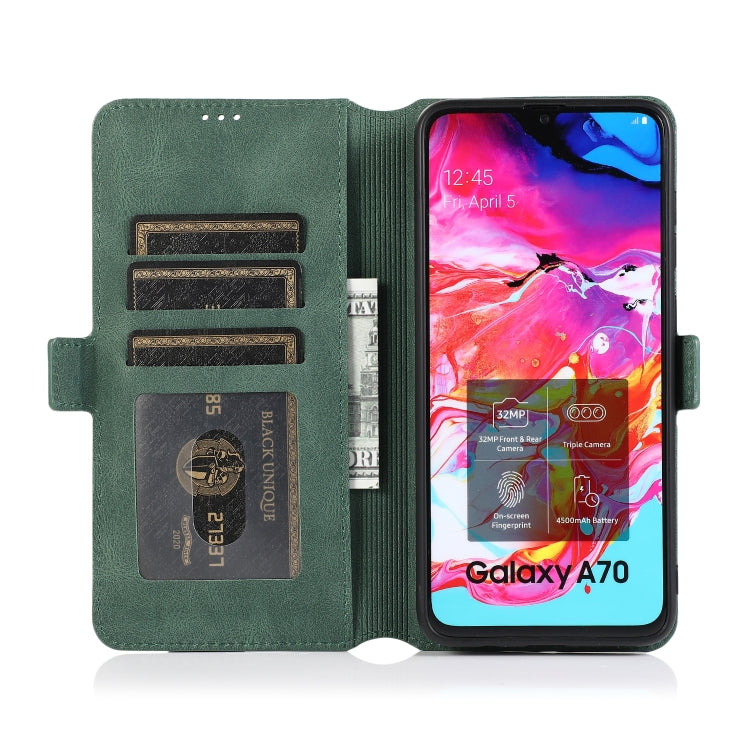 For Samsung Galaxy A70 Retro Magnetic Closing Clasp Horizontal Flip Leather Case with Holder & Card Slots & Photo Frame & Wallet
