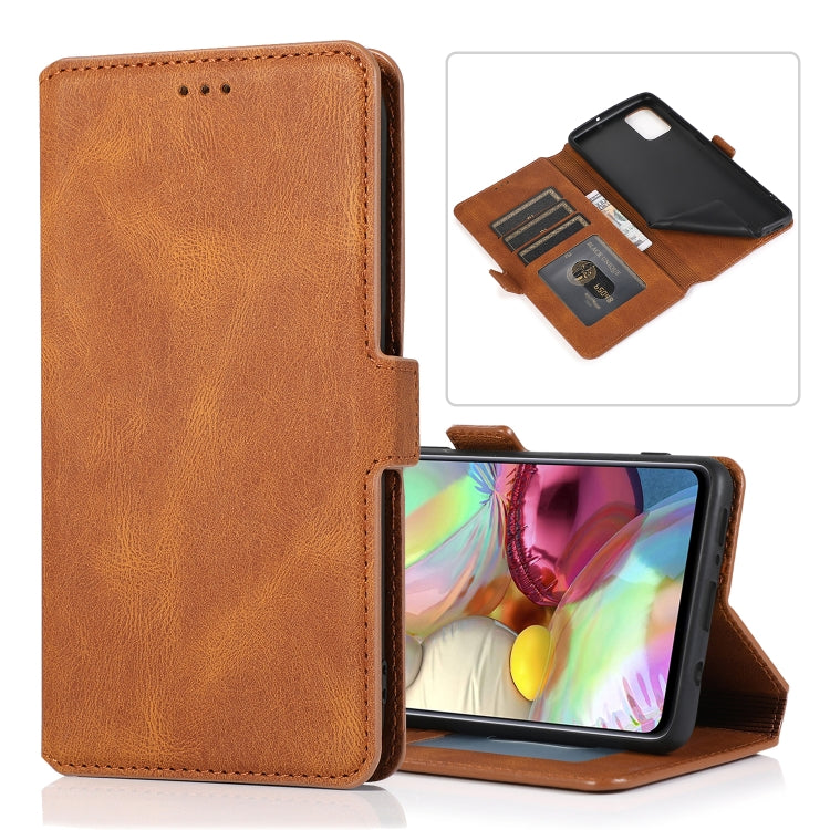 For Samsung Galaxy A71 Retro Magnetic Closing Clasp Horizontal Flip Leather Case with Holder & Card Slots & Photo Frame & Wallet