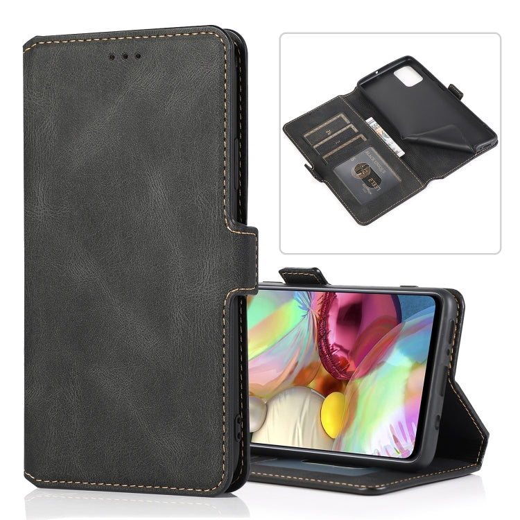 For Samsung Galaxy A71 Retro Magnetic Closing Clasp Horizontal Flip Leather Case with Holder & Card Slots & Photo Frame & Wallet