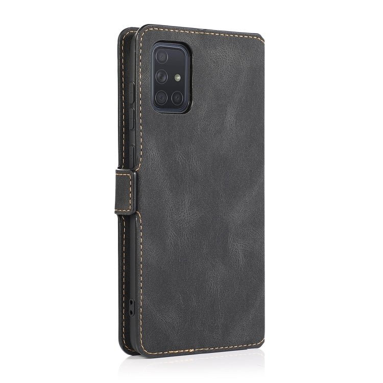 For Samsung Galaxy A71 Retro Magnetic Closing Clasp Horizontal Flip Leather Case with Holder & Card Slots & Photo Frame & Wallet